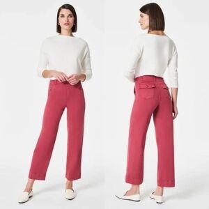 SPANX Stretch Twill Cropped Wide Leg Pant Wild Rose Pink 2X